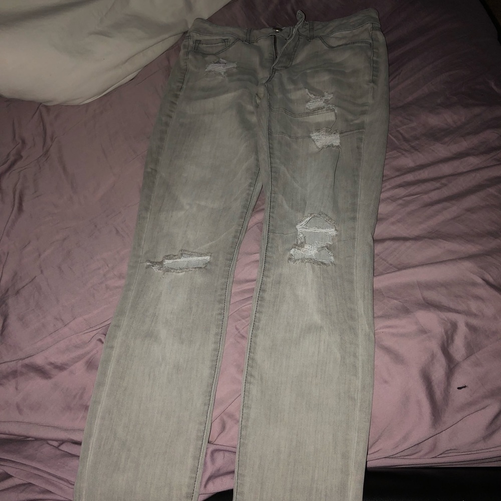 Grey refuge skinny ripped jeans - Picture 2 of 4
